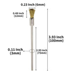 20PCS Brass Wire Brushes with Extended Handle - Metal Rust Removal, Polishing, Cleaning - 6mm Diameter, 1/8″ (3mm) Shaft, 100mm Length - Removes Burrs, Dust, and Oxide Layer - Rotary Tool Accessories