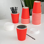 Restaurantware 12 Ounce Ripple Wall Disposable Coffee Cups, 500 Insulated Midnight Red Paper Tumblers with Rolled Rim Design, Lids Sold Separately for Hot Drinks like Tea, Hot Chocolate and More