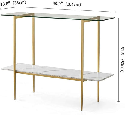 LumFurn Glass Console Table for Living Room, Foyer & Entrance, 2-Tiers - Image 2