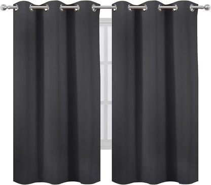 Dark Grey Blackout Curtains 34 x 63 Inch Length/Set of 2 Curtain Panels/Thermal - Image 2