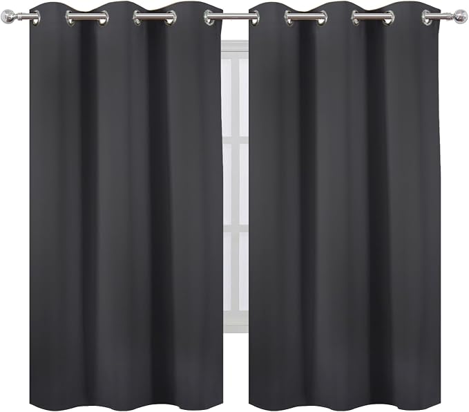 Dark Grey Thermal Blackout Curtains/38 x 63 Inch/Set of 2 Panels Room Darkening - Image 2