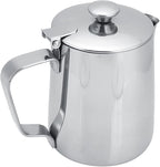 Stainless Steel Milk Frothing Pitcher, Stainless Steel Coffee Cup Mug Milk Frothing Pitcher Jug with Lid for Latte Coffee Art for Office Kitchen with handle(350ml)
