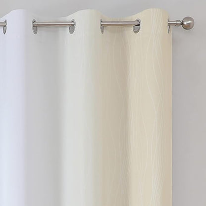 Beige and Grayish White Ombre Blackout Curtains Living Room 84 Inches Long | - Image 4