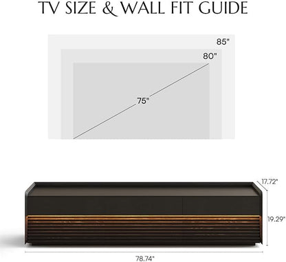 POVISON Fully-Assembled Mid Century Modern TV Stand, 78.74" Wood Media Console - Image 3