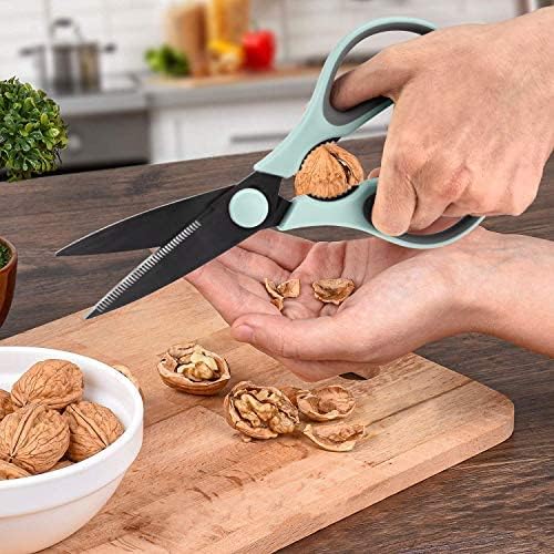 Country Kitchen Kitchen Scissors, Stainless Steel Kitchen Shears, Cooking Scissors for Cutting Meat, Chicken, Herbs and Produce with Blade Cover and Soft Grip Handles, Mint