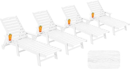 Patio Chaise Lounge Chair Set of 4, Oversize Lounge Chairs by Serique