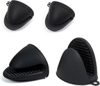 Silicone Oven Mitts Heat Resistant Hot Pot Holders Set for Kitchens - Mini Oven Mittens Silicone Rubber Gloves Small Pot Pinch Grip for Cooking & Baking, 6 Pack Black