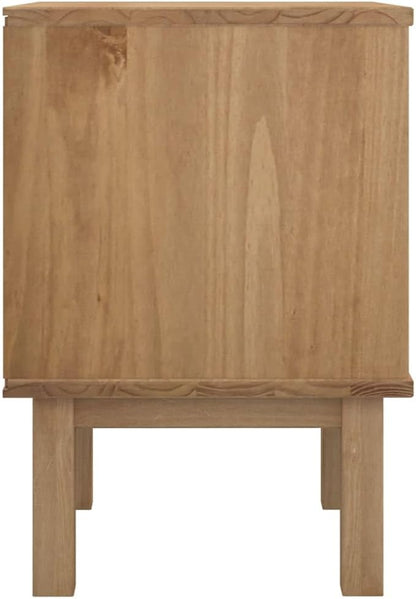 Scandinavian Style Bedside Cabinet in Brown and White Solid Pine Wood - Image 6