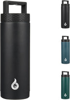 BJPKPK Insulated Water Bottles, Dishwasher Safe 18 oz Water Bottle with Handle, Leakproof BPA Free Water Jug, Stainless Steel Thermos for Sports, Black