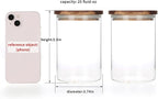 KKC HOME ACCENTS Clear Borosilicate Glass Glass Storage Jars with Airtight Wood Lids,Air Tight Sealed Wooden Top Glass Jars with Spoon for Coffee,Tea,Sugar, 25 OZ (750 ml)