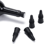 OHMAXHO Wine Stoppers (Set of 5), Silicone Wine Bottle stopper and Beverage Bottle Stoppers, Black