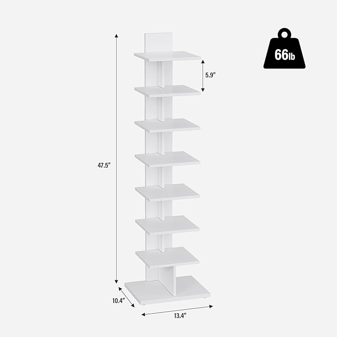 TUTOTAK Narrow Bookshelf, 8-Tier Bookcase, Spine Book Shelf - Image 2