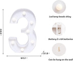 Foaky Decorative Led Marquee Light Up Number, Marquee Light Up Number Sign for Night Light Wedding Birthday Party Christmas Home Bar Decoration Number(3)