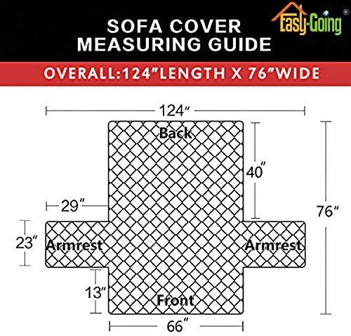 Easy-Going Reversible Couch Cover, 3 Cushion Sofa, Cyan/Ivory | Machine - Image 7