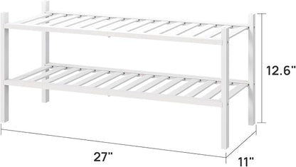viewcare White Shoe Rack for Entryway, 2 Tier Shoe Organizer for Hallway Closet - Image 3