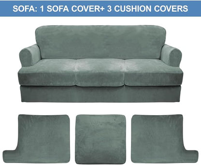 CUCRAF Cushion Sofa Cover 4 Piece Slipcovers, Soft Thick Velvet Couch Cover - Image 5
