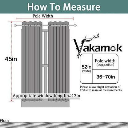 Yakamok Room Darkening Curtains 52x45 inch Length Light Grey-Living Room | 2 - Image 7