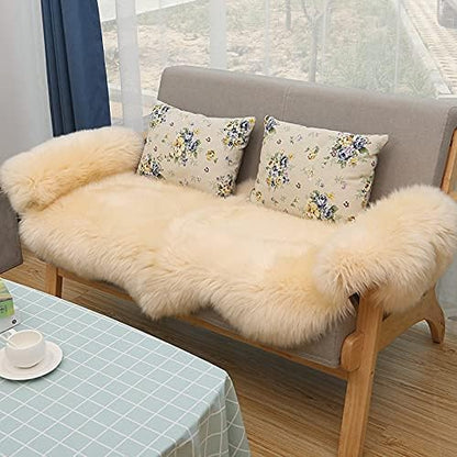 HUAHOO Premium Genuine Sheepskin Rug Beige Real Australia Sheepskin Natural - Image 6