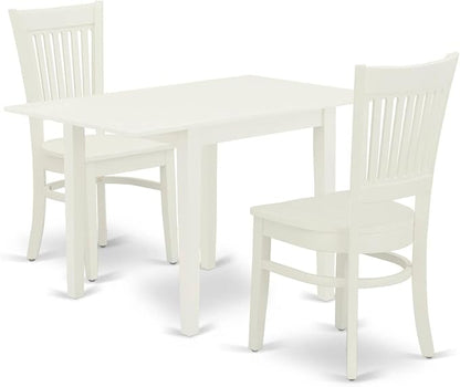 East West Furniture NDVA3-LWH-W 3 Piece Modern Dining Table Set Contains a by EastWestFurniture