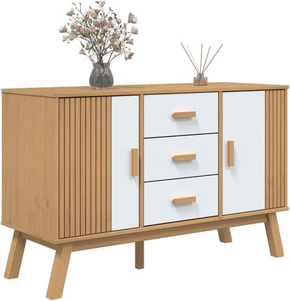 White and Brown Solid Pine Wood Sideboard - Image 5