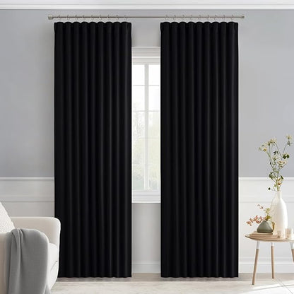 MIULEE Black Back Tab Blackout Curtains 52x84 Inch Length 2 Panels Set | Rod - Image 9