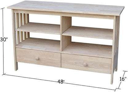 IC International Concepts, Mission Entertainment/TV Stand, Solid Real Wood - Image 3