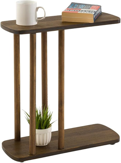 C-Shaped Solid Wood End Table, Side Table - Image 2
