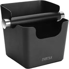 Knock Box Espresso, Stainless Steel Knock Box for Coffee Grounds, with Removable Rubber Bar and Anti-slip Pad, Small, Black