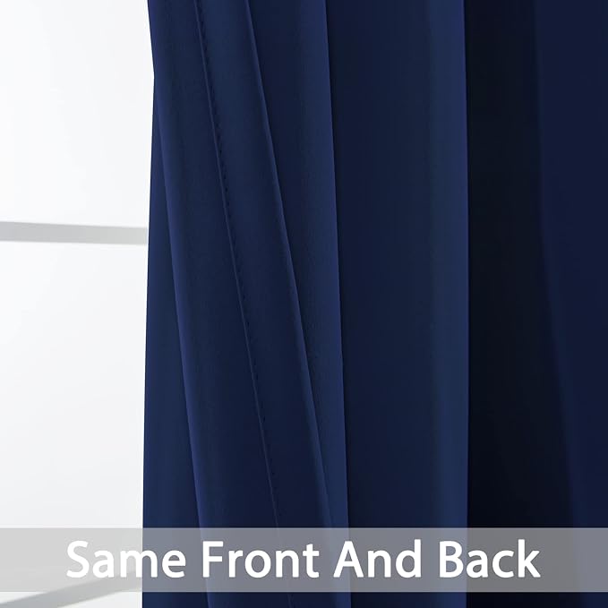 Yakamok Room Darkening Curtains 62x96 inch Length Navy Blue-Living Room | 2 - Image 6