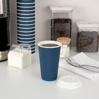 Restaurantware 16 Ounce Ripple Wall Disposable Coffee Cups, 500 Insulated Midnight Blue Paper Tumblers with Rolled Rim Design, Lids Sold Separately for Hot Drinks like Tea, Hot Chocolate and More