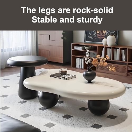 Eco-Friendly Vintage Cream Coffee Table – Sturdy Round Legs, Smooth Finish - Image 5