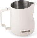 MHW-3BOMBER Milk Frothing Pitcher 12oz/350ml Milk Frother Cup Espresso Steaming Pitcher Stainless Steel Milk Frother Cup Barista Latte Art Round Spout Milk Jug White P6013W-OS