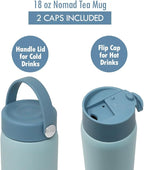 MIRA 18 oz Tea Infuser Thermos - Stainless Steel Travel Bottle with Removable Strainer for Loose Leaf Tea - Insulated Hot & Cold Brew Steeper - Pearl Blue