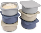 Babadoh Pizza Dough Proofing Silicone Containers with Lids | Pizza Making Accessories | Set of 6 | Multi Blue (2 Dough, 2 Smoke, 2 Steel) | Original Size (make 12" Pizzas)