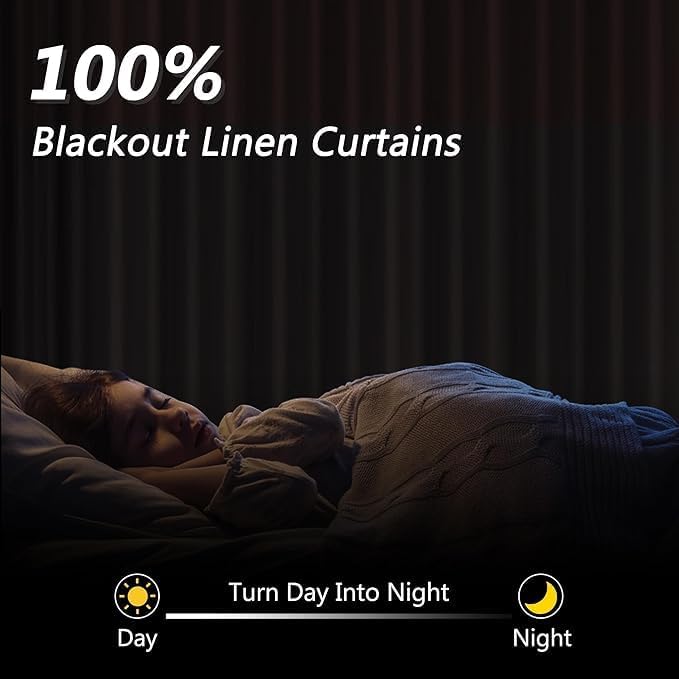 Blue 100% Blackout Curtains 94 Inch Length 2 Panels Set - Image 2