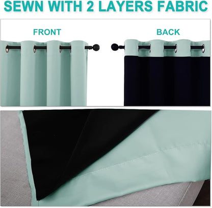 NICETOWN Aqua Blue 100% Blackout Curtains 45 inches Long, 2 Thick Layers - Image 5