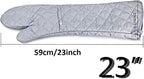 Extra Long 23 Inch Heat Resistant Oven Gloves New Cotton Oven Mitts Kitchen Gloves High Temperature Cooking Tool BBQ Gloves (23-Inch)