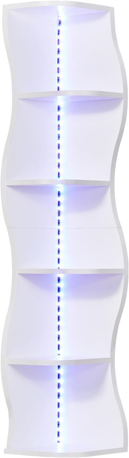 VECELO 6-Tier Compact Wave Corner Bookcase - Image 8