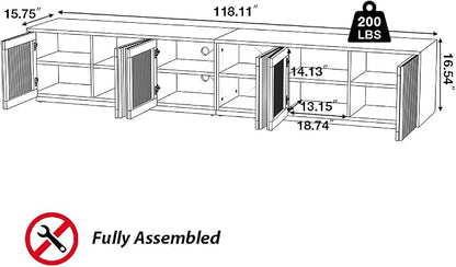 POVISON Full Assembled Mid Century Modern TV Stand, 118” Extra-Large - Image 2