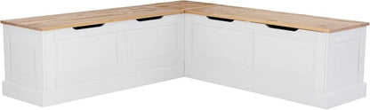 Linon Harris Natural and White Two Tone Backless Corner Breakfast Nook by Linon