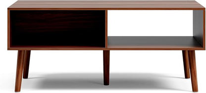 LCRBOL Coffee Table with Storage, Mid Century Dining Table with Fluted Drawer - Image 5