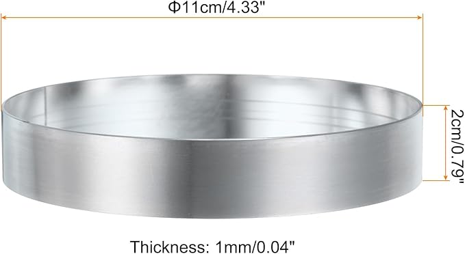 HARFINGTON Round Cake Ring 4.33 x 1 Inch Seamless Stainless Steel Pastry Mousse Dessert Ring Mirror Coating for Baking Cooking English Muffins Crumpet Making Tool
