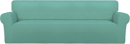 PureFit Stretch Couch Covers for Sofa 4 Seater Slipcovers Cyan | 1-Piece Sofa by PureFit