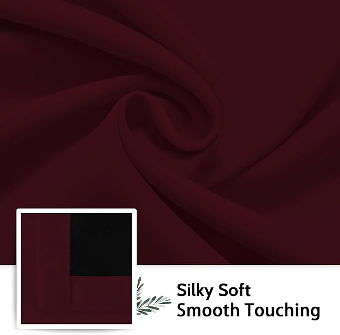 SimpleHome Wine red 100% Blackout Curtains Room Darkening Living Room 84L | - Image 7