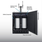 Summit 24" Nitro Cold Brew/Cold Brew Kegerator, Combination Dual Tap Kit, Stainless Steel- SBC7BRSCM2