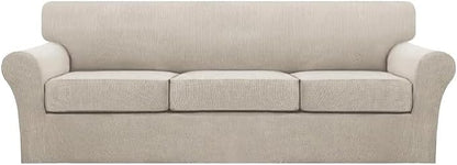 Turquoize 4 Piece Sofa Covers for 3 Cushion Couch Sofa Slipcover Soft Couch by Turquoize