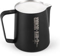 MHW-3BOMBER Milk Frothing Pitcher, 16oz/450ml Milk Frother Cup for Barista, SUS304 Stainless Steel Espresso Steaming Pitchers for Milk/Coffee/Latte Art, Matte Black, P3025B-OS