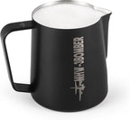 MHW-3BOMBER Milk Frothing Pitcher, 16oz/450ml Milk Frother Cup for Barista, SUS304 Stainless Steel Espresso Steaming Pitchers for Milk/Coffee/Latte Art, Matte Black, P3025B-OS