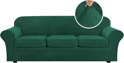 H.VERSAILTEX High Stretch Sofa Slipcover 4 Piece Cover Velvet Furniture by HVERSAILTEX