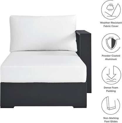 Modway Tahoe Powder-Coated Aluminum Outdoor Chaise Lounge in Gray White - Image 8